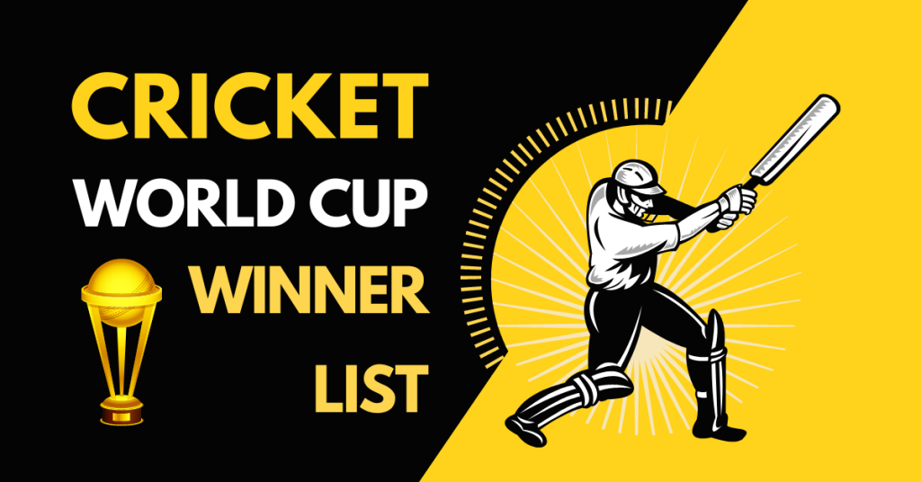 Cricket world cup winner list